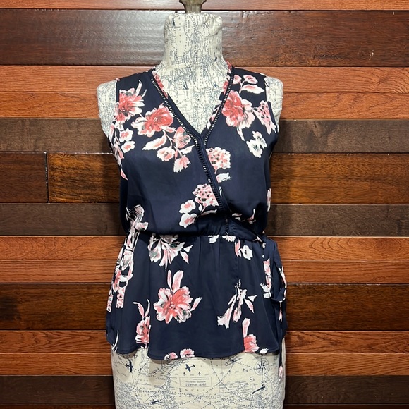 Sienna Sky Tops - Sienna Sky V Neck Sleeveless Side Tie Floral Blouse